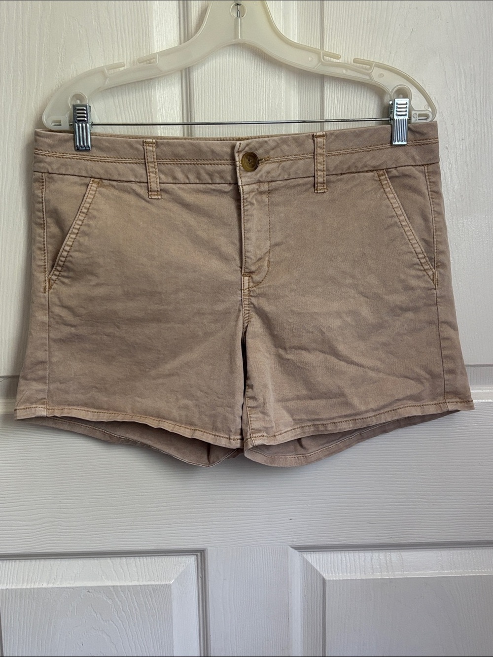AMERICAN EAGLE Stretch Casual Cotton Blend Khaki Shorts Size 10 preppy coastal